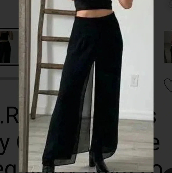 VINTAGE J.R. NITES Sheer Elegant Flared Black Pants, Women's 12 - Picture 5 of 7